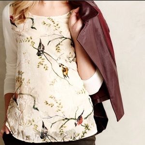 Deletta “Oak song” velvet Overlay Top (w/birds)